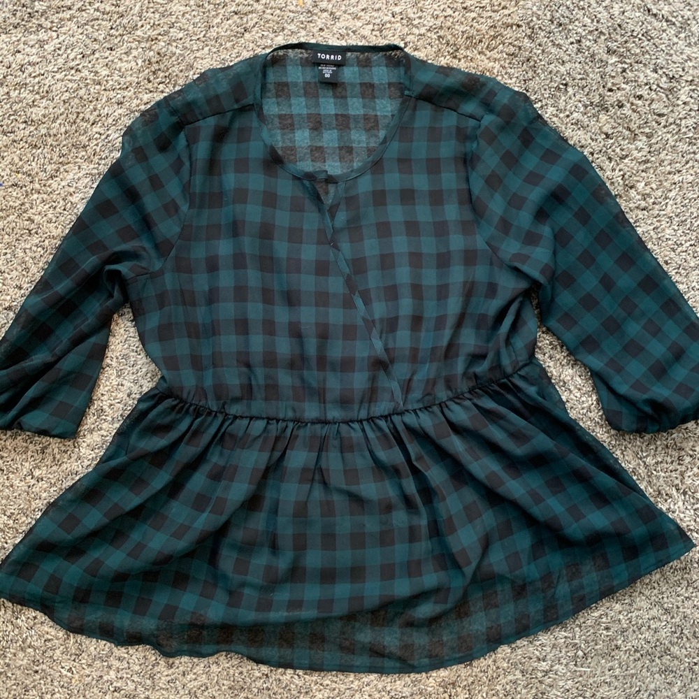 Torrid Babydoll Checkered Blouse
